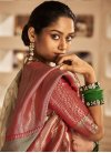 Woven Work Beige and Red Traditional Designer Saree - 1