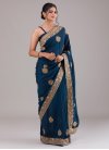 Embroidered Work Vichitra Silk Designer Contemporary Style Saree - 1