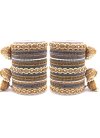 Outstanding Grey and Off White Gold Rodium Polish Beads Work Bangles - 1