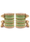 Praiseworthy Mint Green and Off White Beads Work Bangles For Bridal - 1