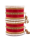Arresting Off White and Red Alloy Bangles For Bridal - 1
