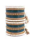 Unique Off White and Teal Alloy Bangles For Festival - 1