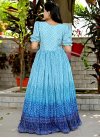 Blue and Firozi Readymade Floor Length Gown - 3