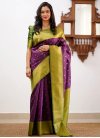 Silk Blend Olive and Purple Woven Work Designer Traditional Saree - 2