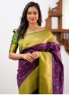 Silk Blend Olive and Purple Woven Work Designer Traditional Saree - 1