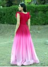 Pink and Rose Pink Embroidered Work Readymade Floor Length Gown - 2