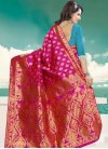 Light Blue and Rose Pink Thread Work Half N Half Trendy Saree - 2