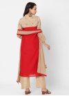 Beige and Red Chanderi Silk Readymade Designer Salwar Suit - 1