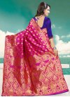 Navy Blue and Rose Pink Banarasi Silk Half N Half Saree - 2