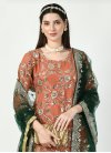 Bottle Green and Orange Faux Georgette Readymade Designer Salwar Suit - 1