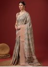 Beige and Brown Print Work Trendy Classic Saree - 1