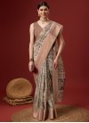 Beige and Brown Print Work Trendy Classic Saree - 3