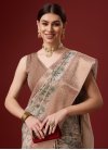 Beige and Brown Print Work Trendy Classic Saree - 2