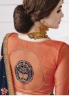 Beguiling Faux Georgette Coral and Navy Blue Half N Half Trendy Saree For Party - 2
