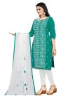 Embroidered Work Sea Green and White Trendy Straight Salwar Kameez - 1