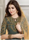 Refreshing Faux Georgette Embroidered Work Long Length Designer Suit For Ceremonial - 1