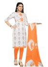 Off White and Orange Trendy Straight Salwar Suit - 1