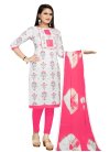 Off White and Rose Pink Cotton Trendy Straight Salwar Kameez - 1