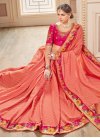 Embroidered Work Rose Pink and Salmon Traditional Saree - 1