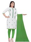 Green and White Trendy Straight Salwar Suit - 1