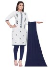 Navy Blue and White Cotton Trendy Straight Salwar Kameez - 1