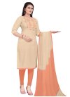 Cream and Peach Trendy Straight Salwar Suit For Casual - 1