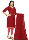 Red and Salmon Trendy Churidar Salwar Kameez For Casual - 1