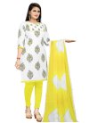 White and Yellow Trendy Churidar Salwar Kameez - 1