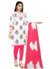 Rose Pink and White Cotton Trendy Churidar Salwar Suit - 1