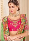 Embroidered Work Mint Green and Rose Pink Trendy Classic Saree - 2