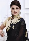 Prominent Embroidered Work Faux Georgette Black Designer Contemporary Style Saree - 1