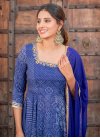 Embroidered Work Blue and Turquoise Faux Georgette Readymade Salwar Kameez - 3