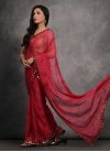 Faux Georgette Red and Rose Pink Designer Traditional Saree For Ceremonial - 1