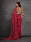 Faux Georgette Red and Rose Pink Designer Traditional Saree For Ceremonial - 3