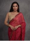 Faux Georgette Red and Rose Pink Designer Traditional Saree For Ceremonial - 2