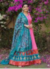 Woven Work Light Blue and Pink Readymade Floor Length Gown - 3