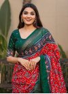 Dola Silk Green and Red Traditional Designer Saree - 4