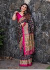 Navy Blue and Rose Pink Dola Silk Trendy Classic Saree - 4