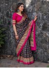 Navy Blue and Rose Pink Dola Silk Trendy Classic Saree - 2