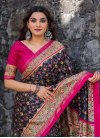 Navy Blue and Rose Pink Dola Silk Trendy Classic Saree - 3