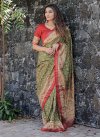 Olive and Red Dola Silk Traditional Designer Saree - 2