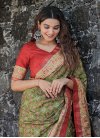 Olive and Red Dola Silk Traditional Designer Saree - 1