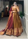 Crimson and Gold Readymade Floor Length Gown - 1