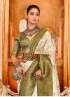 Silk Blend Beige and Olive Trendy Classic Saree For Ceremonial - 1