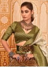 Silk Blend Beige and Olive Trendy Classic Saree For Ceremonial - 2