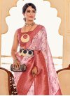 Pink and Salmon Silk Blend Traditional Designer Saree - 1
