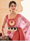 Pink and Salmon Silk Blend Traditional Designer Saree - 2