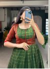 Silk Blend Green and Red Readymade Floor Length Gown For Festival - 2