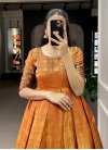 Kanjivaram Silk Brown and Orange Readymade Designer Gown For Festival - 1
