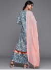 Print Work Light Blue and Peach Readymade Designer Salwar Suit - 1